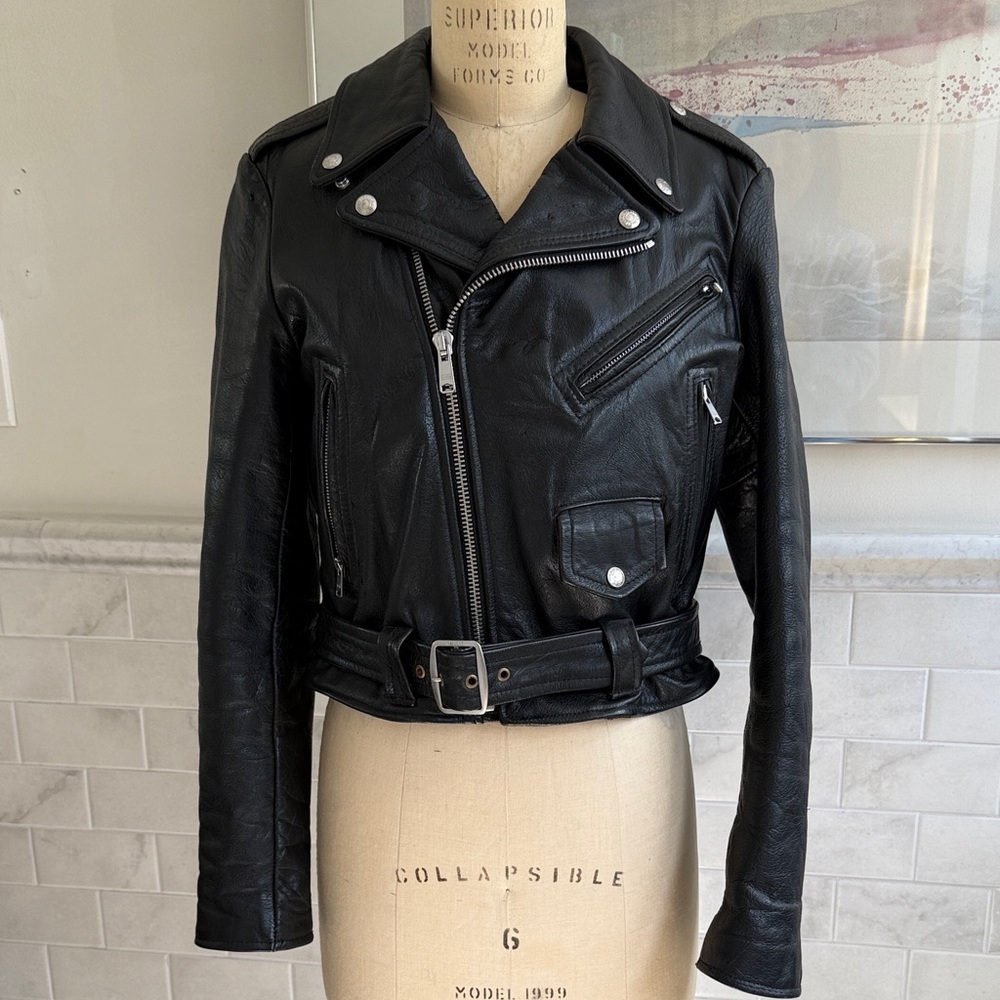 Re/Done Black Leather Moto Jacket - Picture 4 of 17
